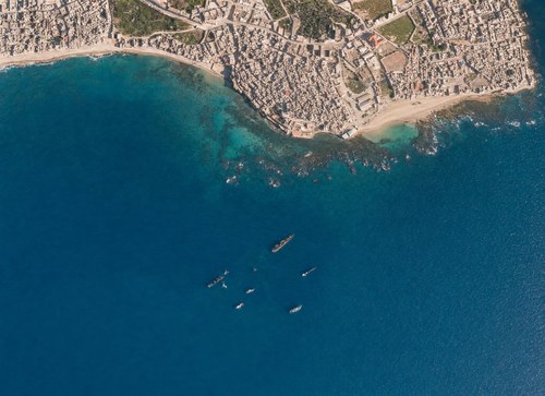 Archive record 88: Jaffa, central city, sea, warship; original of no. 88, broken off at the right