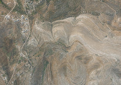 Archive record 924: West of Bethlehem: terrain between Bet Dschala and Tantur with Wadi Ahmed (arrow reversed!)