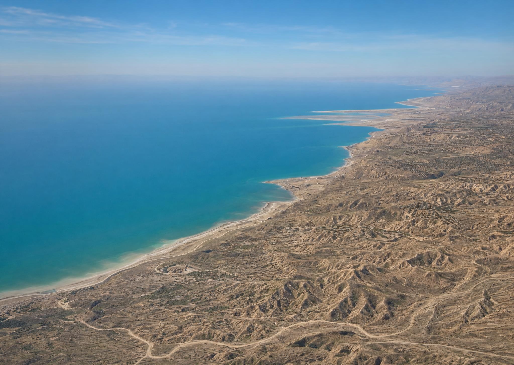 The Dead Sea and the Judean Desert. View toward the northwest.
