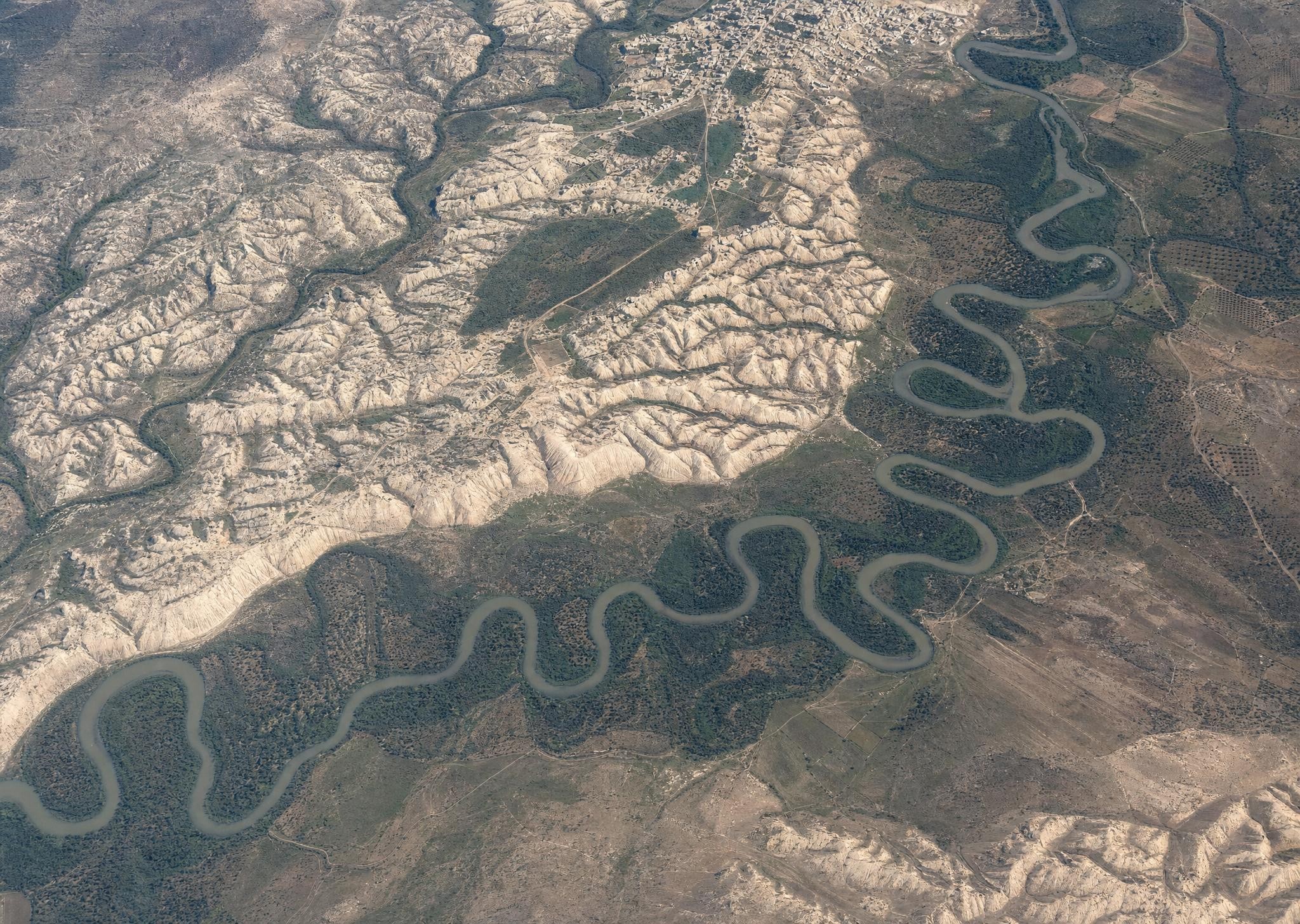 The Jordan south of Adamah. Aerial oblique. View toward the southeast.