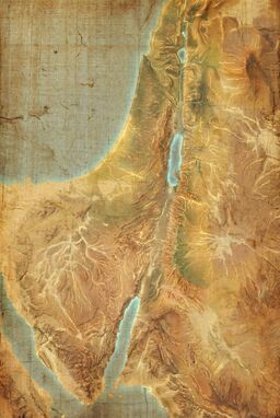  A map mimicking ancient papyrus textures and tones, but enhanced with subtle modern digital glow effects—elevation lines pulse faintly, rivers shimmer. A marriage of old-world and sci-fi aesthetics. Suggest land over with color.