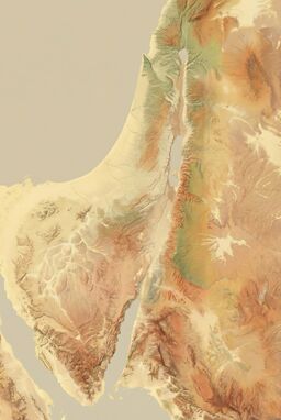  A clean modern map that looks like a conservation area guide — natural earth tones, simple but elegant terrain shading, major geographic features emphasized, minimal visual noise.