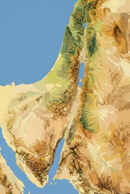  A map where the land is abstracted into dynamic tessellated tiles — size and orientation changing based on the "energy" of the land — dense where mountains cluster, sparse and stretched over plains.