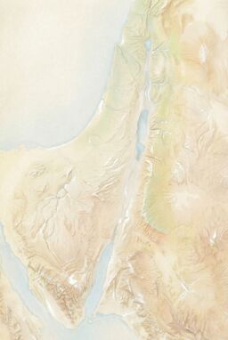  A map where the land seems brushed onto the surface with the lightest feather touch — rivers hinted by faint wet glimmers, mountains barely a lift in the surface texture.