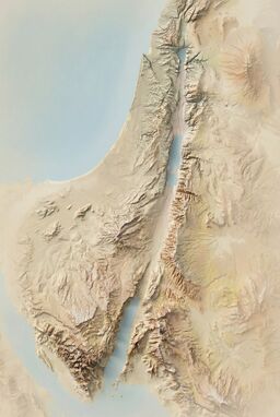  A relief map where the edges of the page and lower elevations gently fade into the background — mountains softly lifting into crisp detail — giving the map a natural breath and focus.