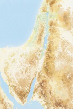  A softer, airier map: larger, less rigid dots loosely scattering across the land — heavier along mountain ranges, lighter across river plains — evoking a dreamlike, breathing terrain.