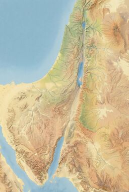 A clean, realistic shaded relief map of ancient Israel — soft natural terrain colors, hillshading, delicate rivers, subtle textures. Looks like a high-end U.S. National Park brochure map.