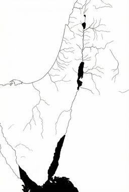  A stark modern map where the land is pure white and only the coastlines, rivers, and lakes are rendered as thin black strokes or shaded areas. Bold and airy, heavy use of negative space.
