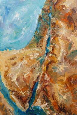  A loose, impressionistic landscape where terrain forms are recognizable but rendered with lush, thick strokes of color — brushwork that evokes the land’s life and motion rather than drawing every feature precisely.