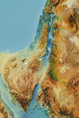  A map where hilly regions are rough, scraped textures made by dragging thick paint with a knife — chaotic, raw, alive — contrasted with smoother, glossier river valleys.