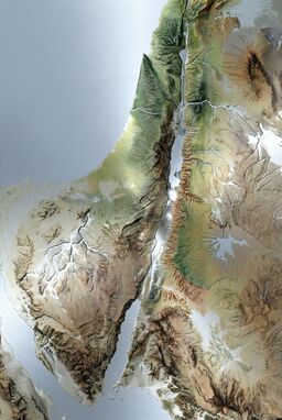  A terrain map tinted with silvery highlights, like a brushed metal engraving. Rivers and coastlines gleam slightly; hills cast smooth, dark shadows. Sharp, clean, futuristic but traditional. Use appropriate coloring for a naturalistic feel.