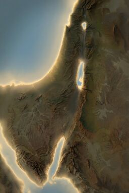  A stylized relief map where the coastline glows faintly against a darker inland terrain. Mountains and valleys are realistically shaded but edges softly blur into the background, creating a dreamlike focus.
