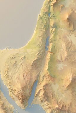  A clean isometric terrain map like the overworld of a grand strategy videogame — soft lighting, smooth gradient mountains, muted realistic color palette, coastline sparkles subtly.