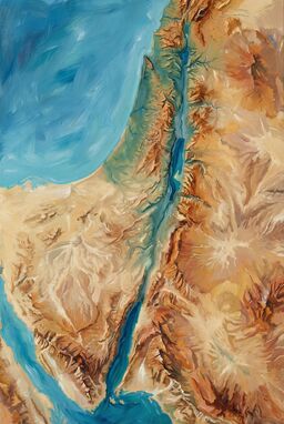  A map where the brushstroke direction mirrors natural landforms — river valleys painted in long smooth pulls, mountain ridges in jagged sharp angles — the hand’s motion echoing the land’s memory.