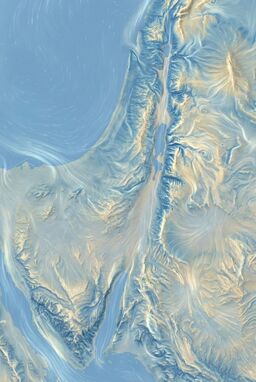  A map where the terrain is visualized not by static form but by how winds and airflows would move across it — deserts breathless and still, mountains swirling with turbulent gusts.