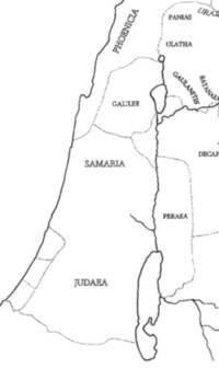 Flat monochrome Bible atlas map with black linework and serif all-caps labeling; no graticule, scale, mountain labels, or water labels are visible in this crop.