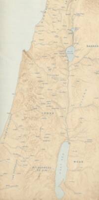 Flat tan basemap with blue-gray hydrography and lettering, horizontal ruling in water, and brown manual terrain shading.