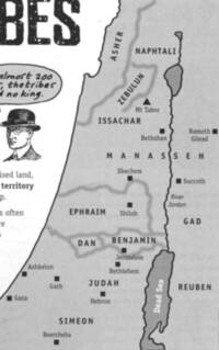 Monochrome flat atlas style with gray land tone, darker gray inland water, dark ink outlines, square city markers, and uppercase tribal territory names.