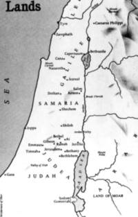Monochrome flat Bible atlas map with stippled water, white land, black labels and boundaries, solid black waterways, city dots, and gray manual relief shading.