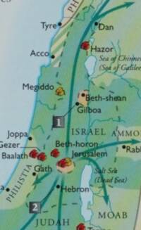 The map uses flat pastel regional fills, dark charcoal labels, cyan water edging, and thick teal directional arrows over the Levant.