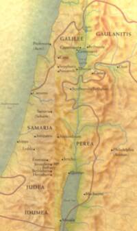 The map uses a textured landcover base with muted green water, warm tan terrain, blue-gray rivers, dark brown serif labeling, and wide rose-brown regional boundary bands.