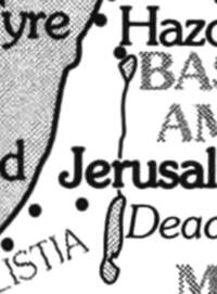 Monochrome atlas crop with white land, gray stippled water bodies, heavy black water outlines, black serif city labels, and large screened gray regional names.