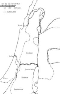 Monochrome flat map with white land and water surfaces, dark gray coastlines, inland water outlines, river linework, and dotted or dash-dot boundary-style lines.