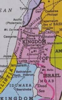 The map uses flat, strongly colored regional fills with dark overprinted labels, city symbols, boundaries, rivers, and graticule lines.