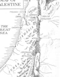 Monochrome hand-drawn atlas style with white land and water areas, dark gray lettering, coastal wave strokes, settlement dots, dashed regional boundary work, and manual hachured relief.