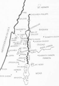 Hand-lettered monochrome Bible map with white unprinted land and water surfaces, dark gray linework, and labels rotated to follow the coastline, rivers, and narrow water bodies.