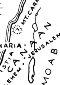 Black-and-white hand-drawn atlas style with thick irregular linework, large spaced regional lettering, and simple dot city symbols.