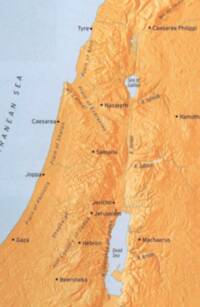 Map uses a warm orange shaded-relief land base with pale blue water and dark brown-black typography.
