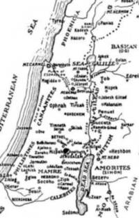 Monochrome black-and-white atlas map with hand-lettered sans-serif labeling, open-circle settlement symbols, dotted regional boundaries, solid river linework, and wavy coastal hachuring along the Mediterranean shore.