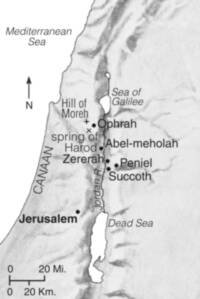 Monochrome Bible atlas map with white water, pale gray land, dark outlines, black labels and point symbols, and soft manual shaded relief.